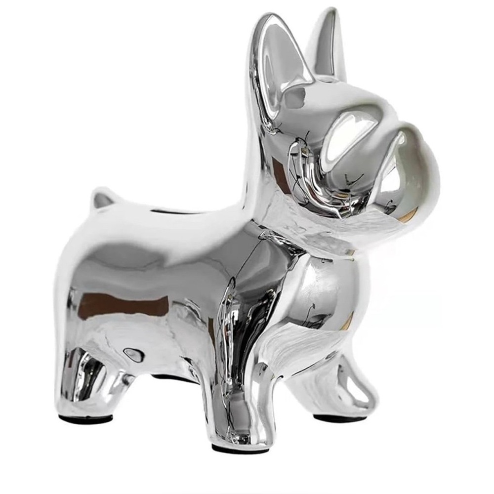 Silver Art Piece French Bulldog Ceramic Craft Creative Home Decoration Frenchie